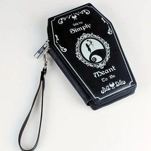 Dark Style Coffin Design Coin Purse, Halloween Pattern Clutch Zipper Wallet